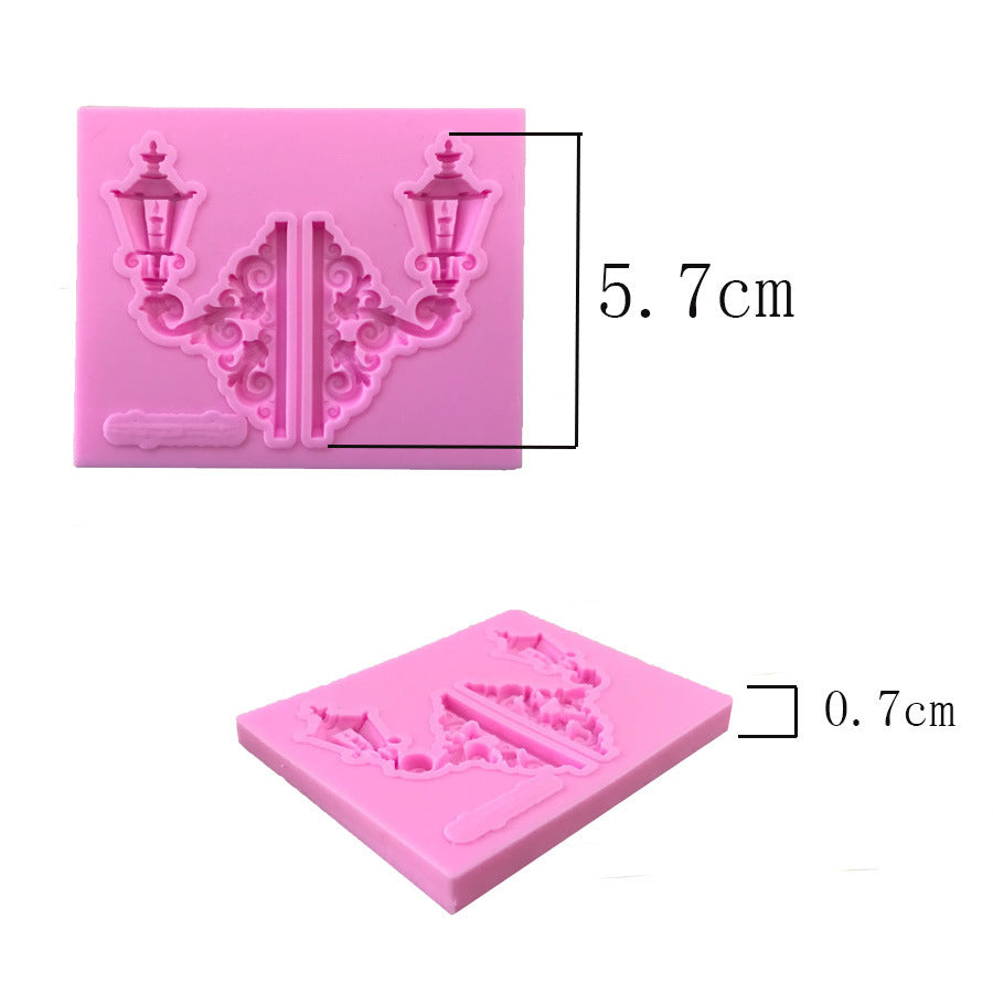 European Style Street Lamp Wall Lamp Decoration Liquid Silicone Fondant Cake Mold