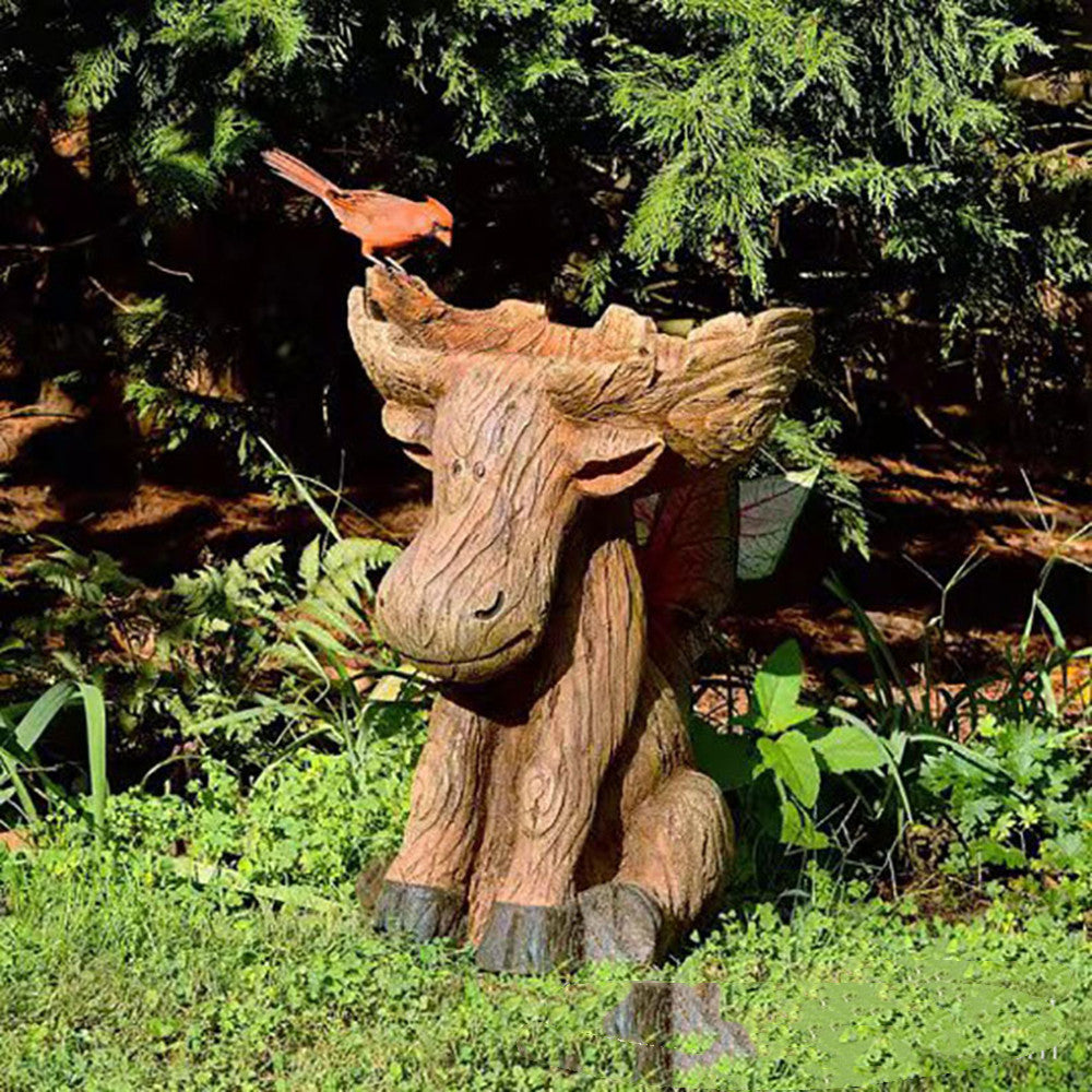 Outdoor Courtyard Moose Statue Feeder Ornaments