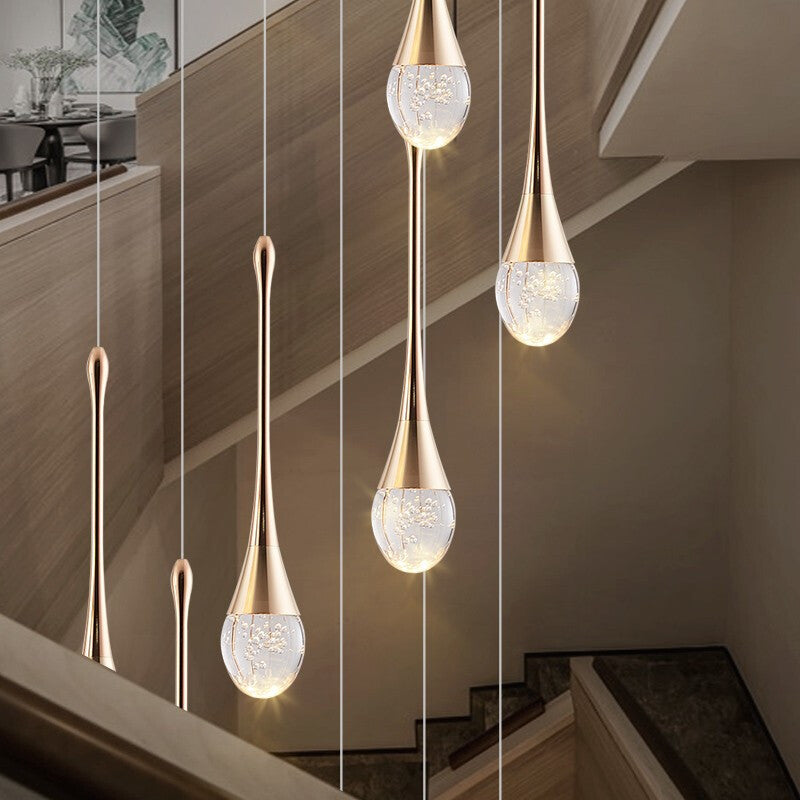 Modern Minimalist Stair Chandelier Villa Rotating Staircase Long Chandelier