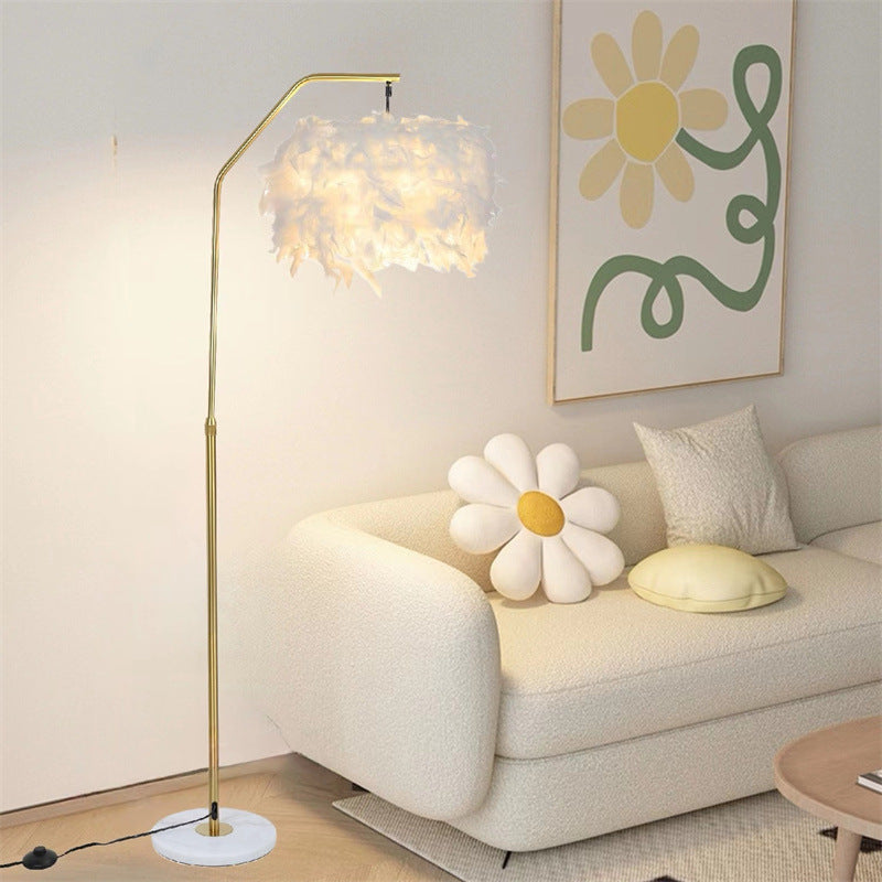 Creative Marble Feather Floor Lamp In Living Room