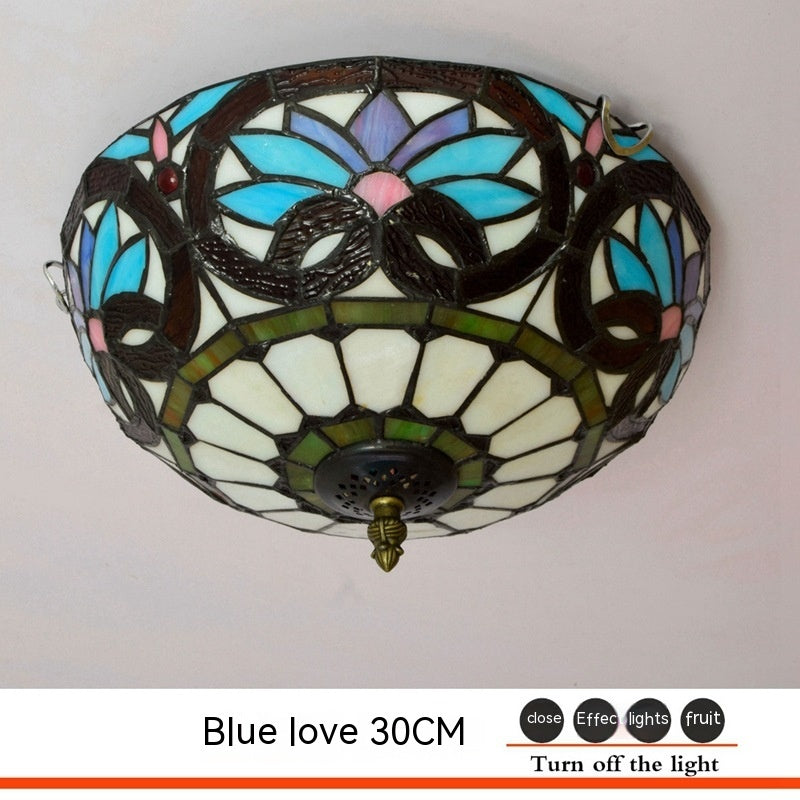 Mediterranean Retro Stained Glass Ceiling Lamp