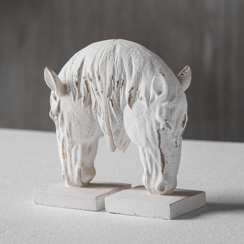 Distressed Ornaments Resin Horse Head Statue Decoration