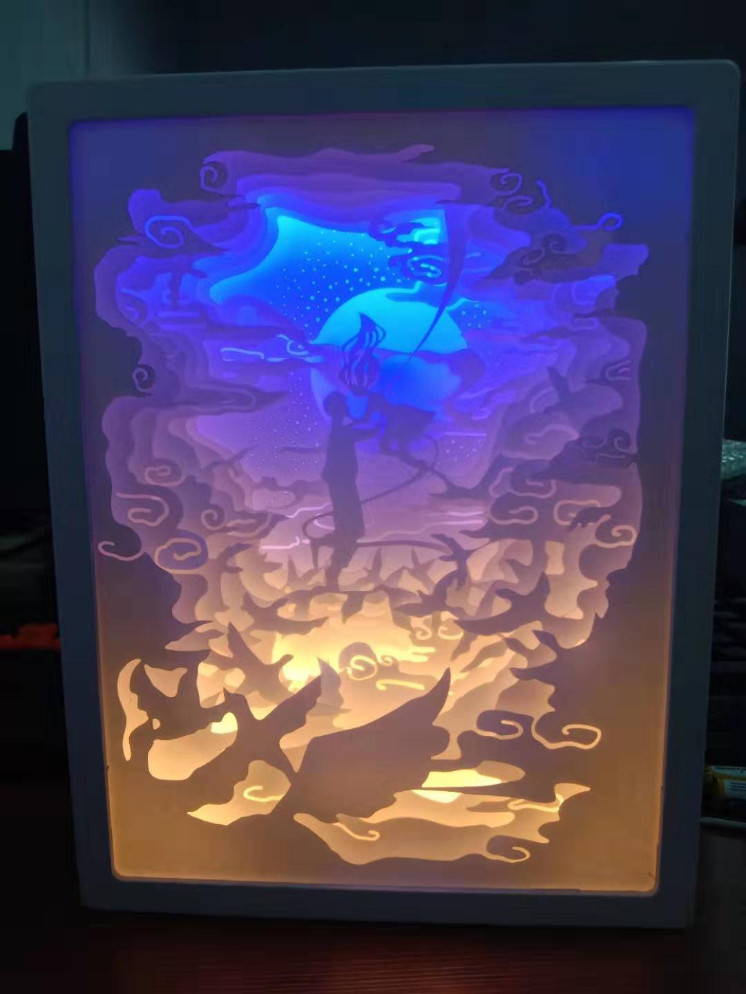 LED Paper Carving Lamp 3D Light And Shadow Romantic Couple