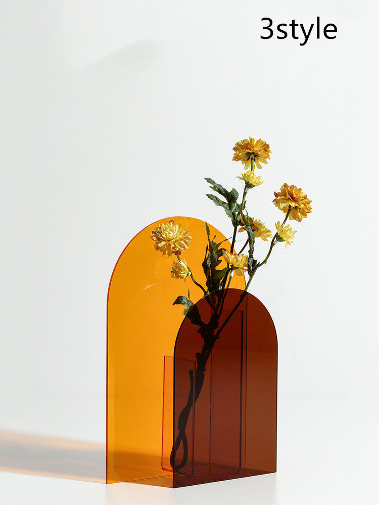 Desktop Decoration Color Acrylic Dry Vase