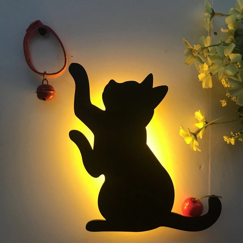 LED Animal Dog Cat Night Light Kitten Smart Sound Sensor Control Wall Lamp Home Corridor Balcony Night Lamp Baby Kids Sleep Lamp | Decor Gifts and More