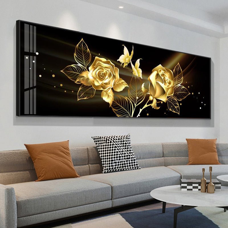 Black Gold Rose Abstract Wall Art Canvas | Decor Gifts and More