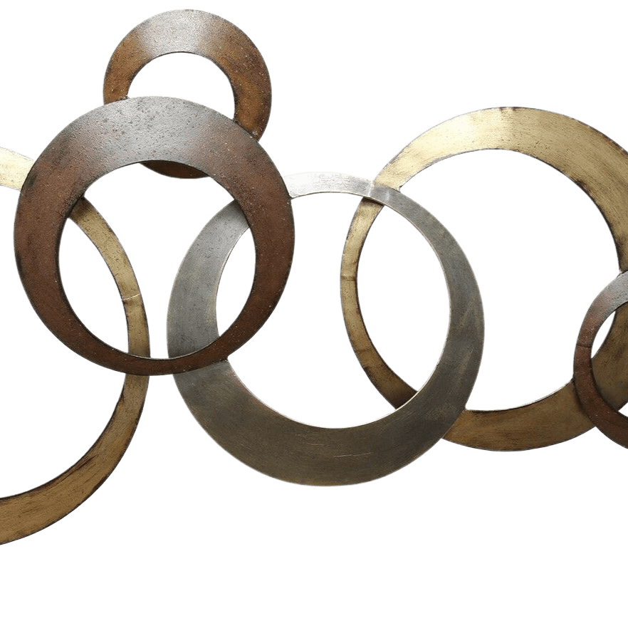 3-D Metal Wall Art Sculpture ~ Interlocking Circles Rings, Handmade, Lightweight 656043638979 | Decor Gifts and More