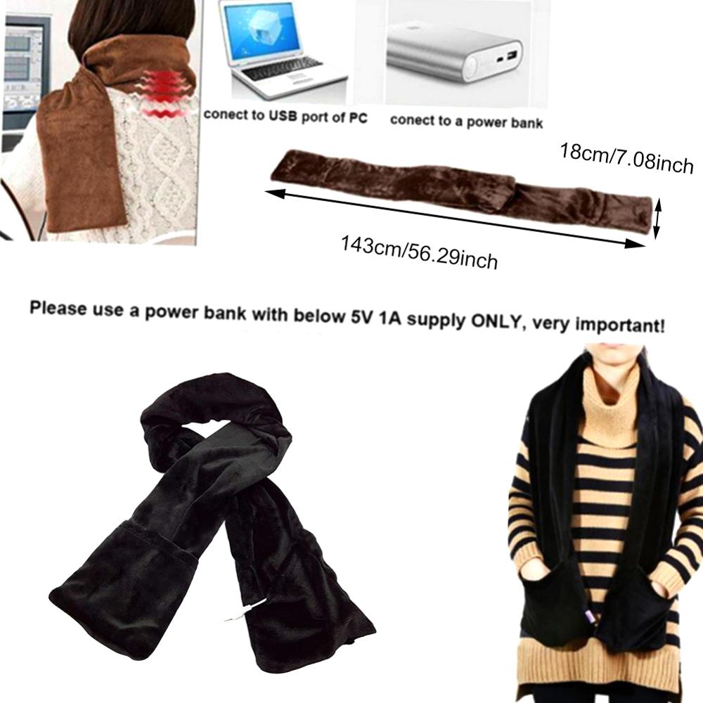 Black Fashion Warm USB Heating Scarf | Decor Gifts and More