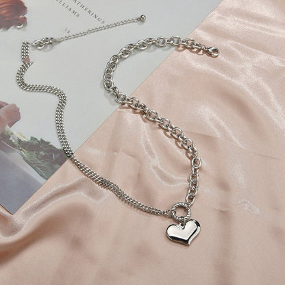 Stainless Steel Three-dimensional Peach Heart Necklace | Decor Gifts and More