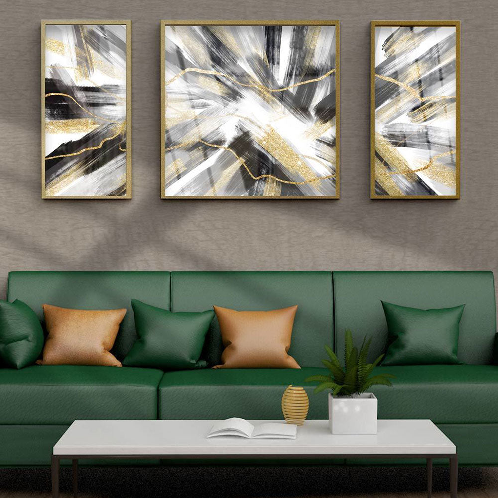 Set Of Luxury Abstract Golden Canvas Wall Art | Decor Gifts and More