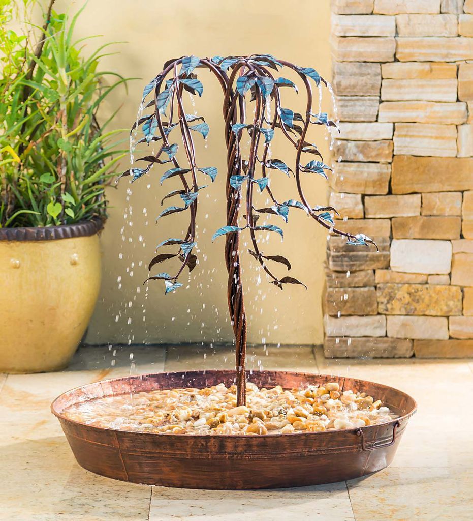 Artificial Willow Fountain Crafts Wrought Iron Decorative Fountain Tree | Decor Gifts and More