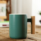 Simple Straight Ceramic Mug With Wooden Handle | Decor Gifts and More