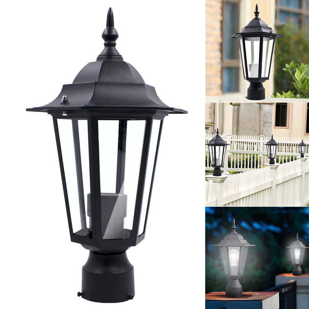 Post Pole Light Outdoor Garden Patio Driveway Yard Lantern Lamp Fixture Black | Decor Gifts and More