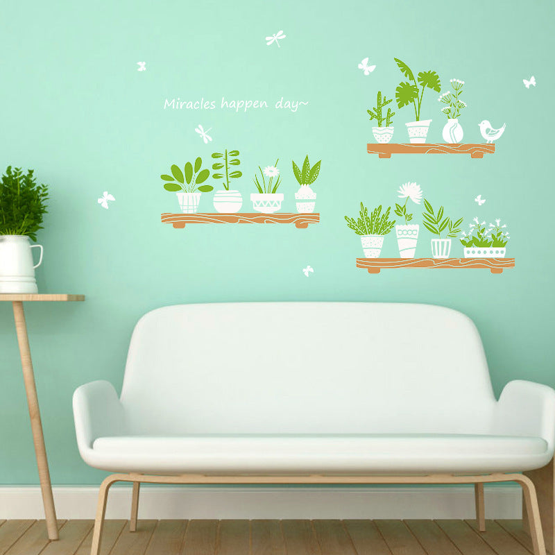 Plant Potted Shop Glass Door Window Cafe Decoration Waterproof Wall Stickers | Decor Gifts and More