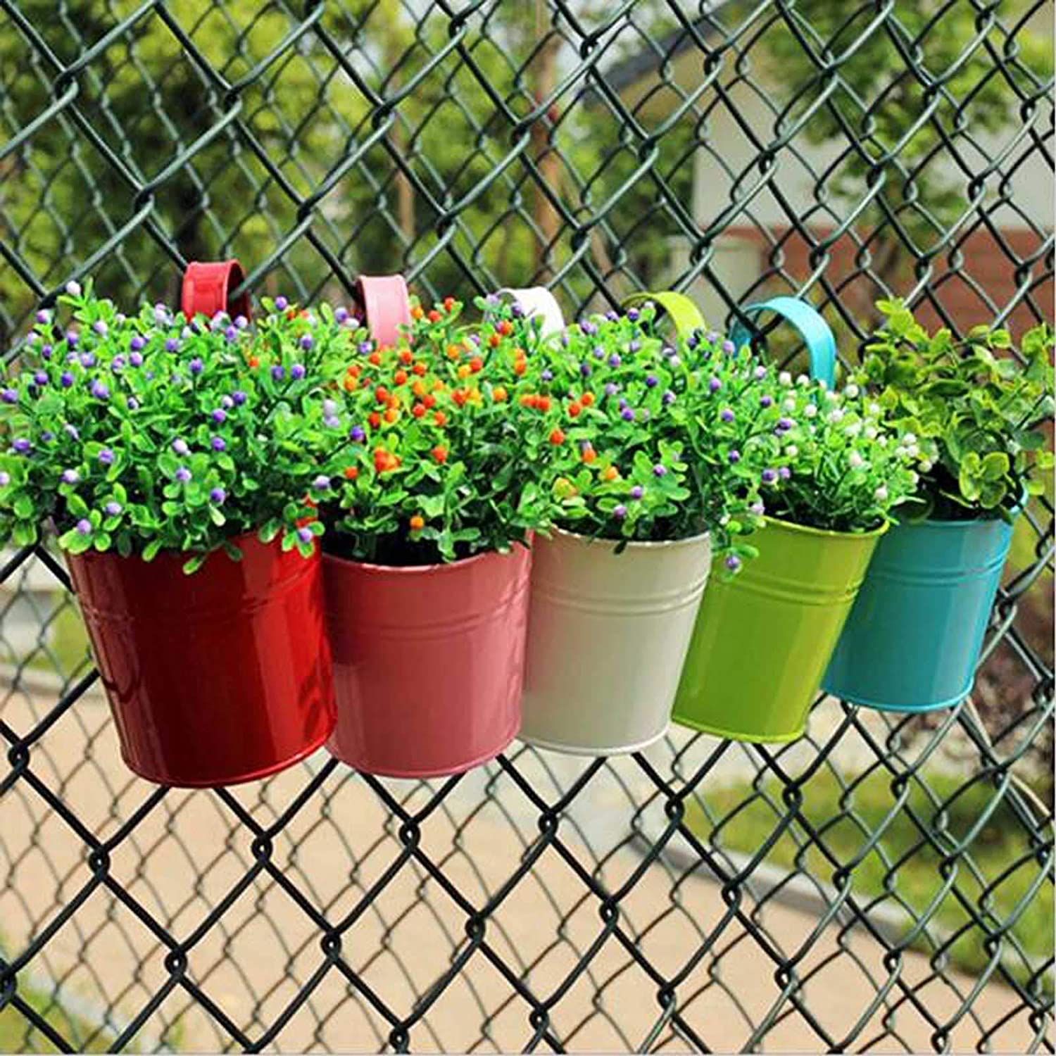 10pcs Colorful Hanging Planter Pots, Metal Hanging Flower Pots With Drainage Hole | Decor Gifts and More