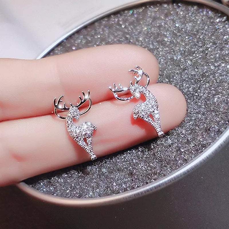 1 Pair Crystal Elk Deer Stud Earrings | Decor Gifts and More