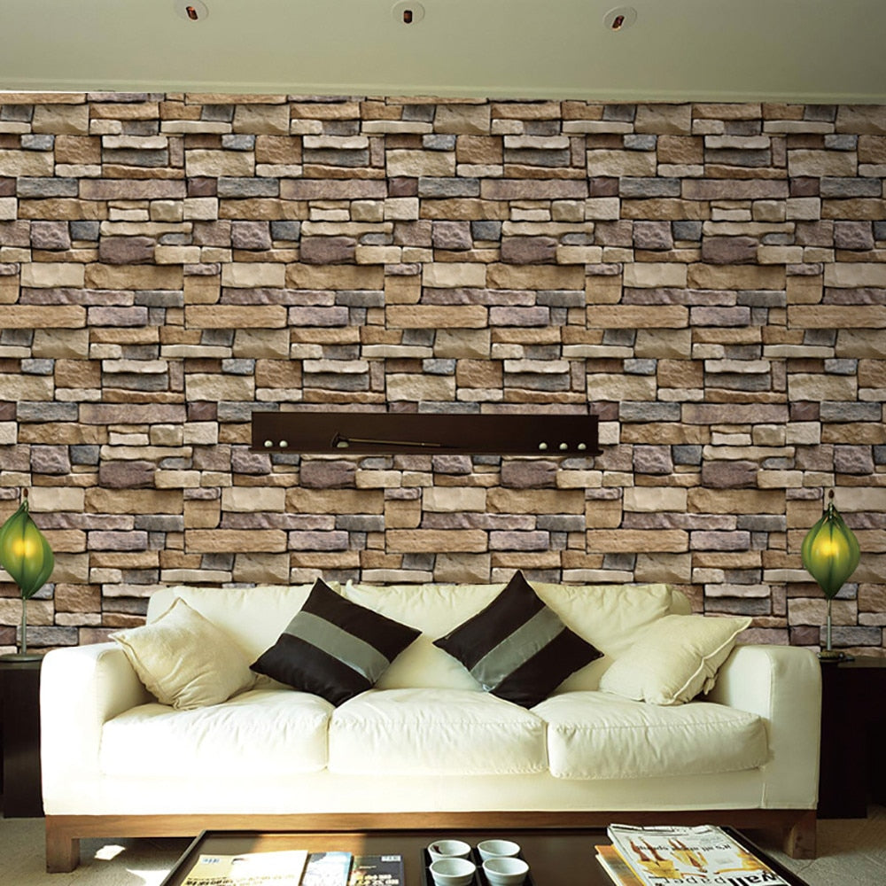 Stickers My House 3D Wall Paper Brick Stone Rustic Effect Self-adhesive Wall Sticker Home Decation For Living Room | Decor Gifts and More