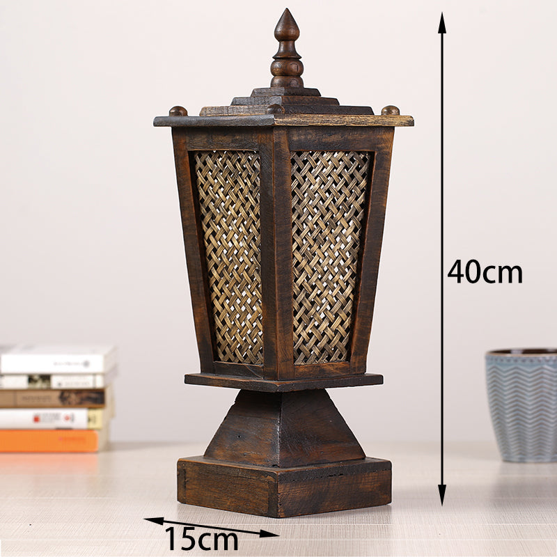 Retro Table Lamp Wood Bamboo Bedside Lamp