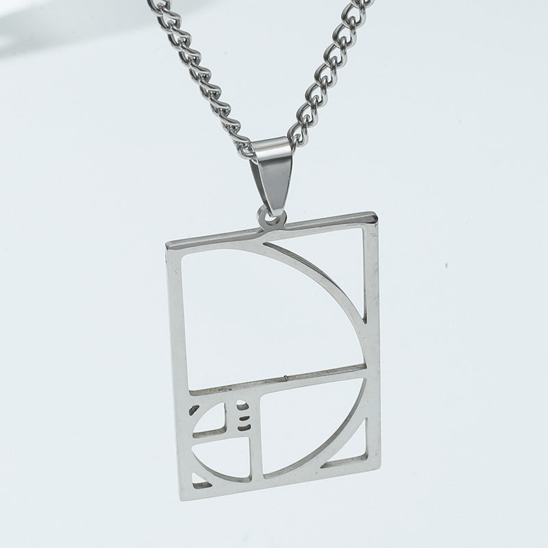 Spiral Parting Line Necklace Stainless Steel Geometric Hollow Square Pendant | Decor Gifts and More