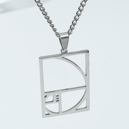 Spiral Parting Line Necklace Stainless Steel Geometric Hollow Square Pendant | Decor Gifts and More