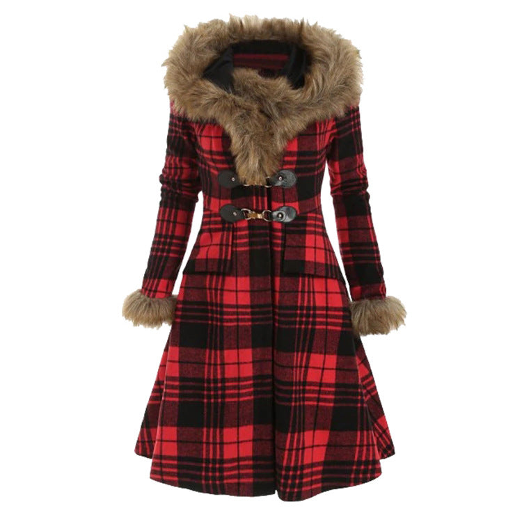 Plaid fur collar coat | Decor Gifts and More