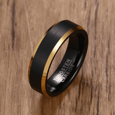 Black Gold Color Tungsten Ring Men Carbide Engagement Rings Jewelry Matte Brushed Wedding Anillos Band USA Size 5 to 15 | Decor Gifts and More