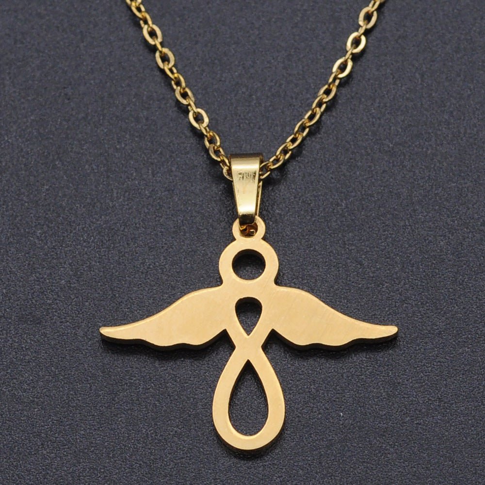 Stainless Steel Hollow Angel Pendant Necklace Women | Decor Gifts and More