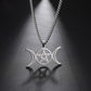 Retro Symmetrical Moon Hollow Pentagram Pentagram Stainless Steel Pendant Necklace | Decor Gifts and More