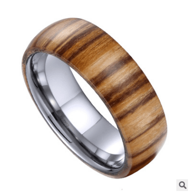 8mm Wood Ring for Men Comfory Fit Tungsten Carbide Wedding Band Inner Color Silver Dome Classic Style | Decor Gifts and More