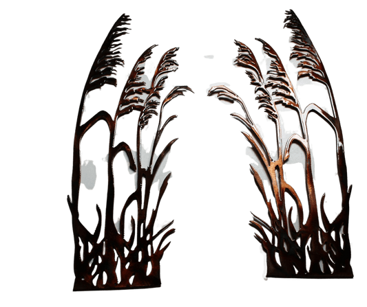 Sea Oats Pair (2 Pieces) - Metal Wall Art - Copper 16 1/4" x 6 1/2" - Home Decor Gifts and More