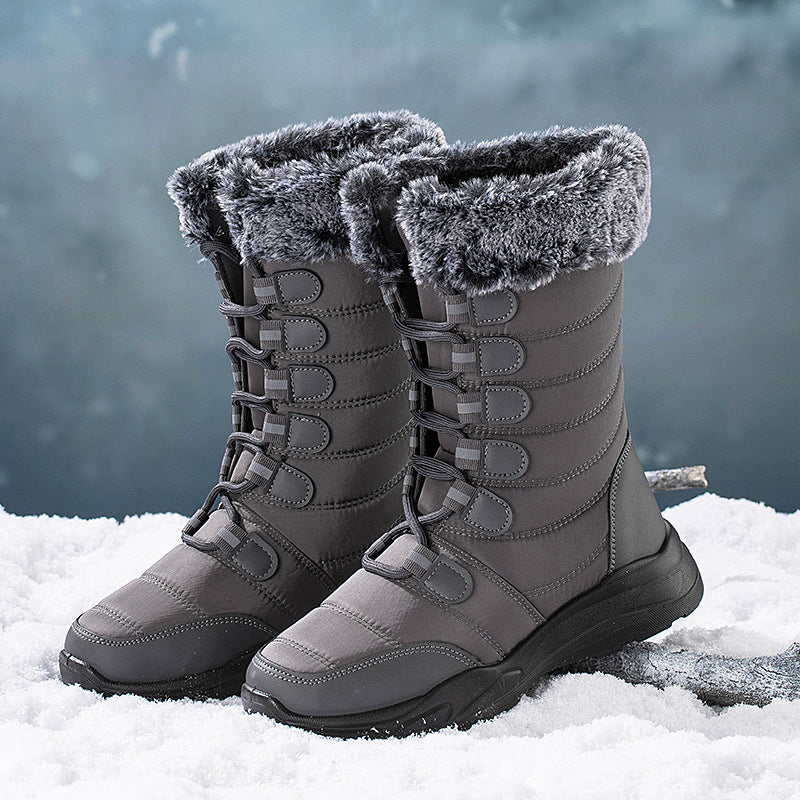 Winter Snow Boots Lace-up Platform Boots Fuzzy Shoes Women | Decor Gifts and More