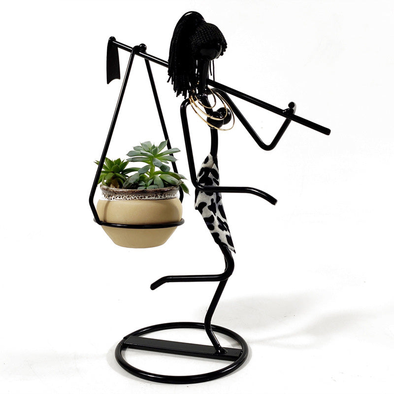 Iron art succulent girl small flower stand | Decor Gifts and More