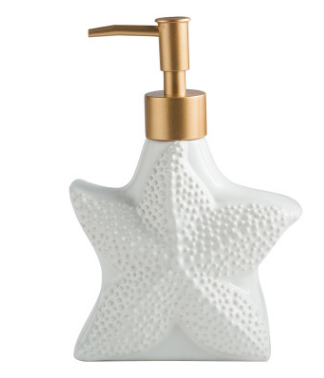 Starfish Shell Shape Ceramic Liquid Soap Dispenser Bathroom Sub-bottling Shower Gel Bottle Hand Sanitizer Container | Decor Gifts and More