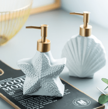 Starfish Shell Shape Ceramic Liquid Soap Dispenser Bathroom Sub-bottling Shower Gel Bottle Hand Sanitizer Container | Decor Gifts and More