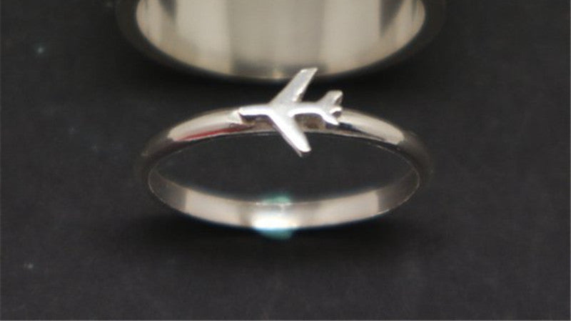 Stainless Steel Hollow Couple Airplane Ring | Decor Gifts and More