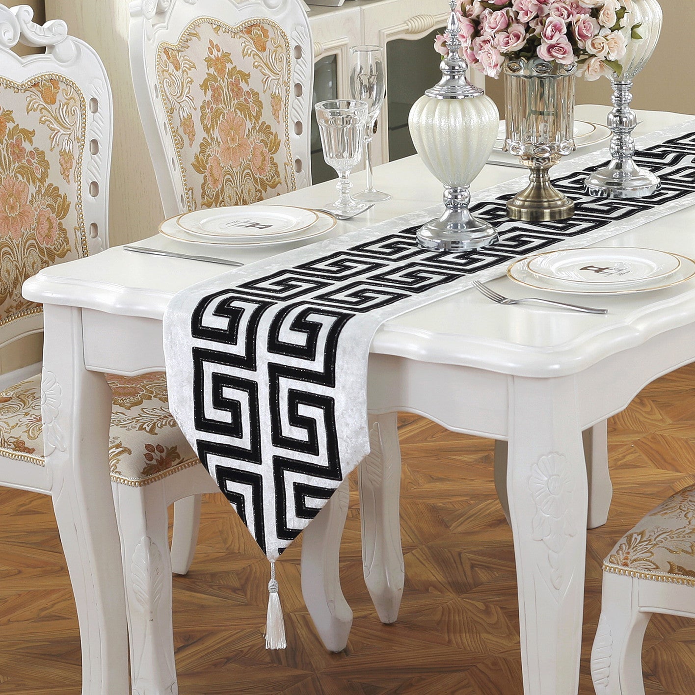 Black And White Coffee Table Cloth Table Runner | Decor Gifts and More