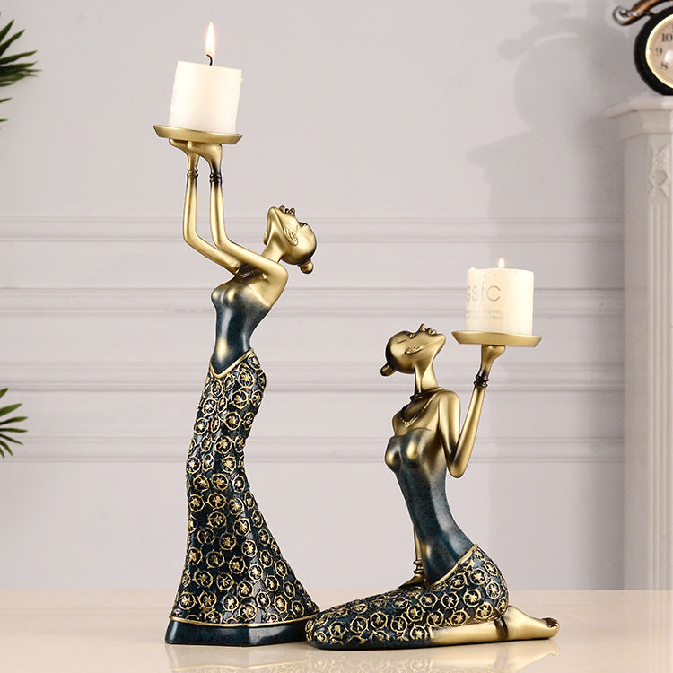 European Style Retro Beauty Candlestick Ornament Decoration | Decor Gifts and More