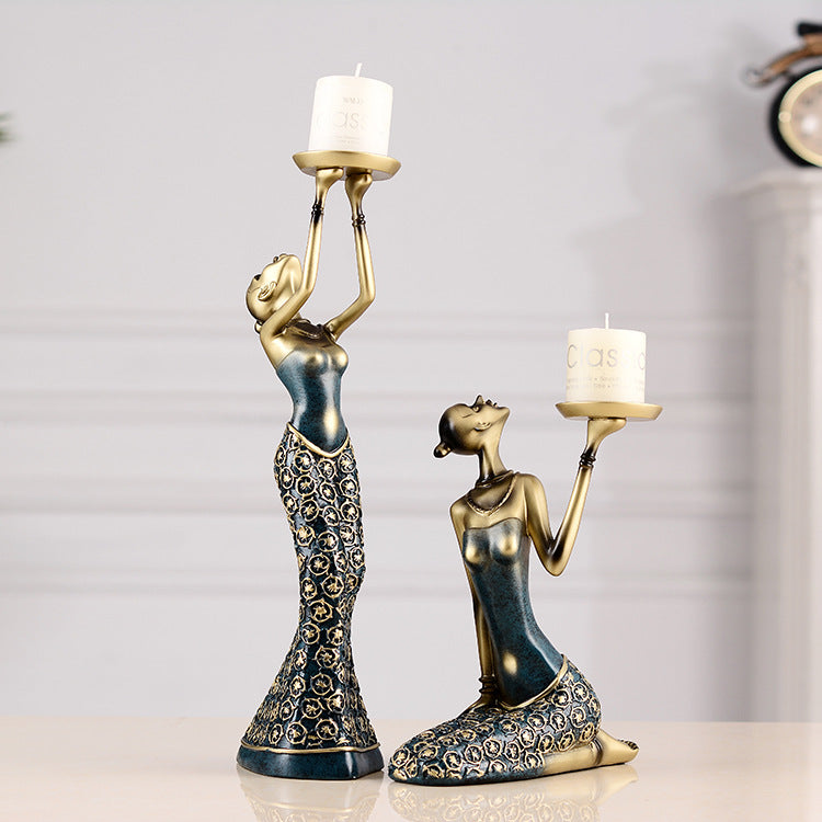 European Style Retro Beauty Candlestick Ornament Decoration | Decor Gifts and More