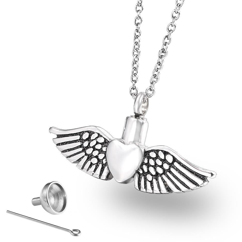 Stainless Steel Perfume Essential Oil Bottle Necklace Accessories Angel Wing Pendant | Decor Gifts and More