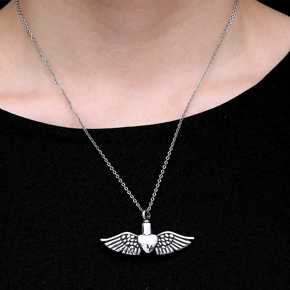 Stainless Steel Perfume Essential Oil Bottle Necklace Accessories Angel Wing Pendant | Decor Gifts and More