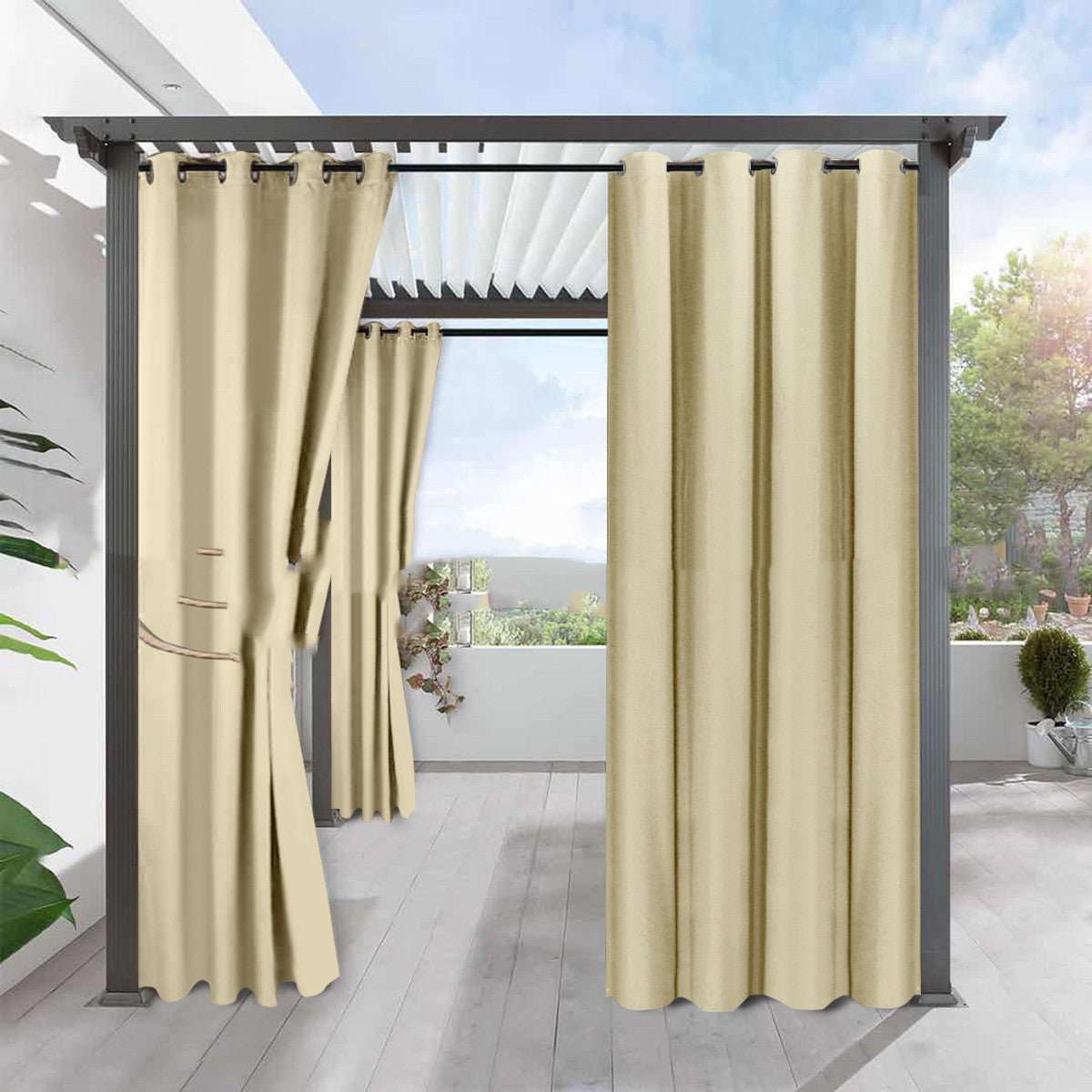 Simple Full Blackout Solid Color Fine Linen Blackout Waterproof Sunscreen Heat Insulation Curtain