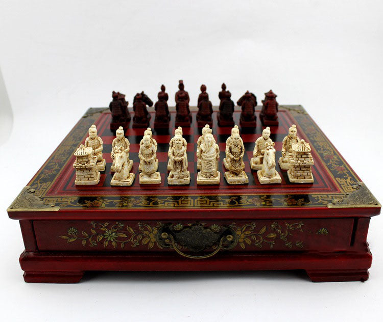 Professional International Chess Game Version Wooden Chess Classic Standard Folding Antique Terracotta Chess Board Game Qenueson | Decor Gifts and More