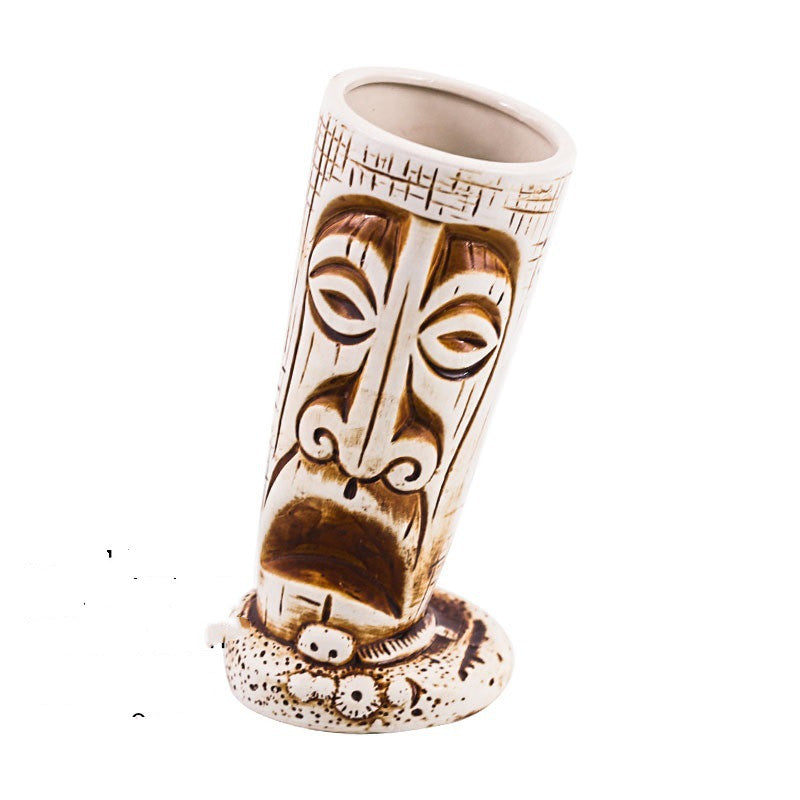 Ceramic Tiki Mug Creative Human Face Porcelain Beer Wine Mug Cup Hawaii Easter Island Zombie Cocktail Glass | Decor Gifts and More