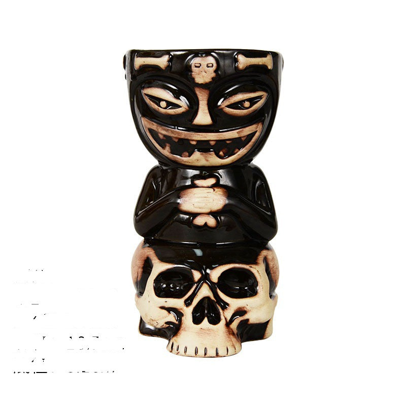 Ceramic Tiki Mug Creative Human Face Porcelain Beer Wine Mug Cup Hawaii Easter Island Zombie Cocktail Glass | Decor Gifts and More