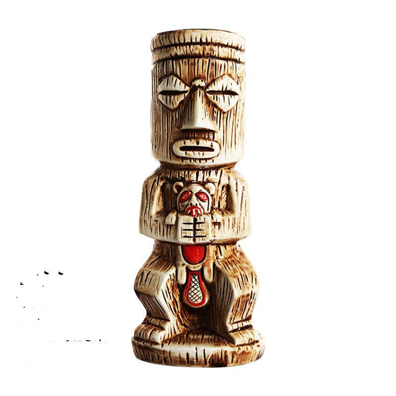 Ceramic Tiki Mug Creative Human Face Porcelain Beer Wine Mug Cup Hawaii Easter Island Zombie Cocktail Glass | Decor Gifts and More