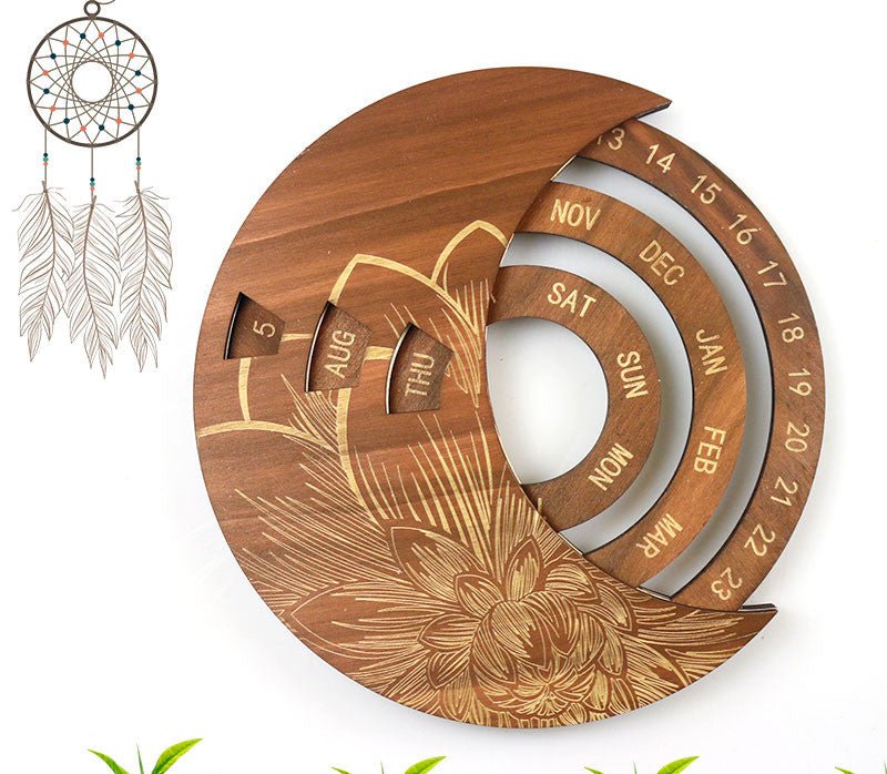 Wooden Wall Calendar Custom Round Perpetual Calendar | Decor Gifts and More