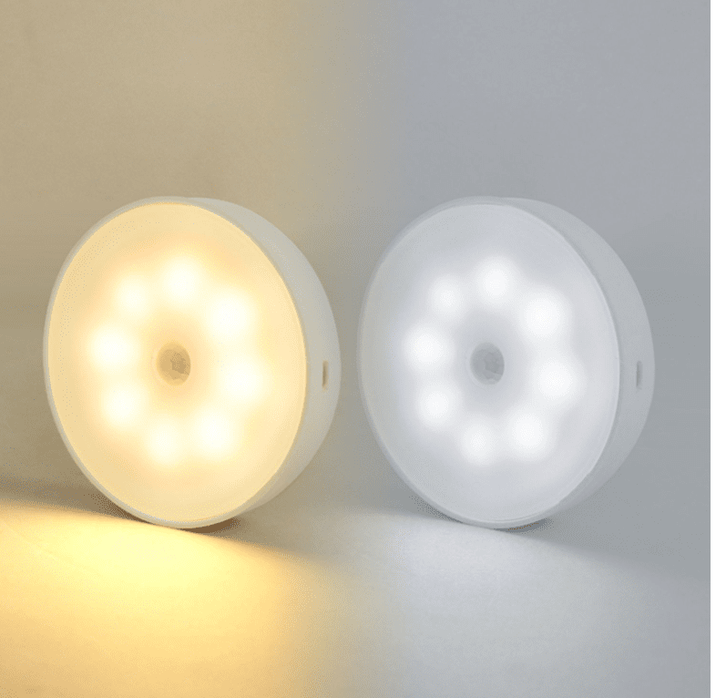 Usb Rechargeable Motion Sensor Light Round Wireless LED Puck Light Kichen Cabinet Lighting Motion Sensor Lamp Night Light | Decor Gifts and More