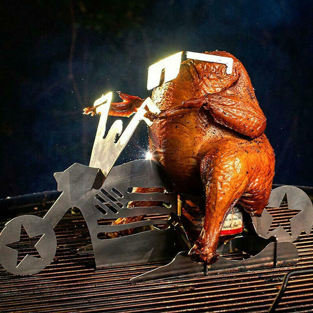 Chicken Stand Beer Funny American Motorcycle BBQ Steel Rack Tools Funny Roast Chicken Rack Grilling Roast Rack | Decor Gifts and More