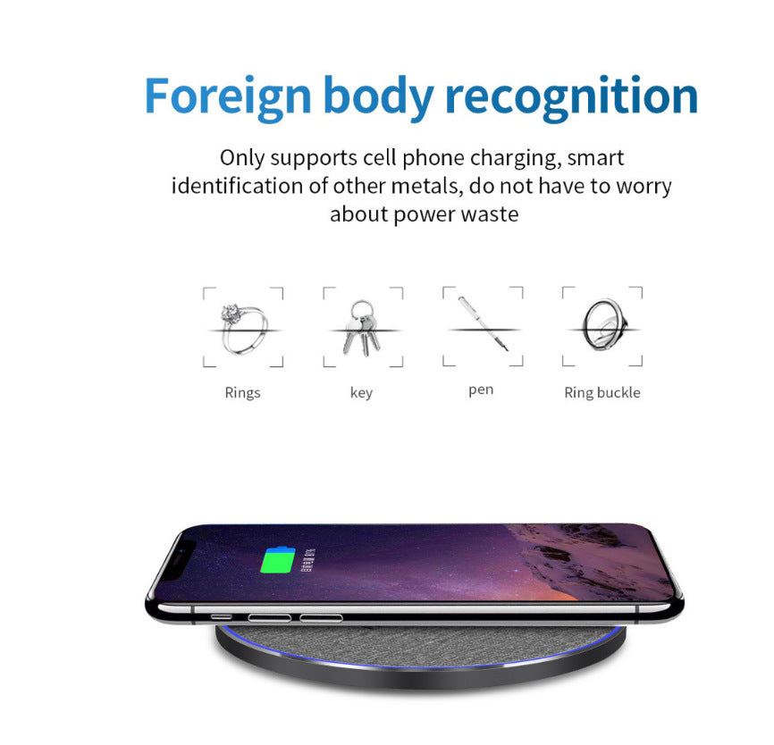 Qi Standard Ultra-Thin Fabric Aluminum Alloy Fast Charge Wireless Charger 15W Fast Charge Fast Charger Disc Wireless Charger | Decor Gifts and More