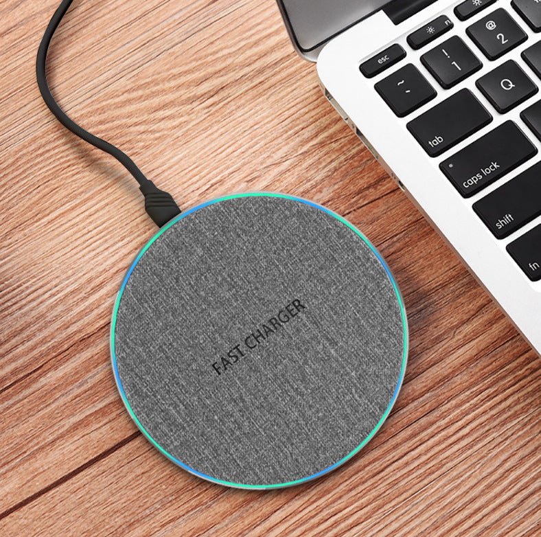 Qi Standard Ultra-Thin Fabric Aluminum Alloy Fast Charge Wireless Charger 15W Fast Charge Fast Charger Disc Wireless Charger | Decor Gifts and More